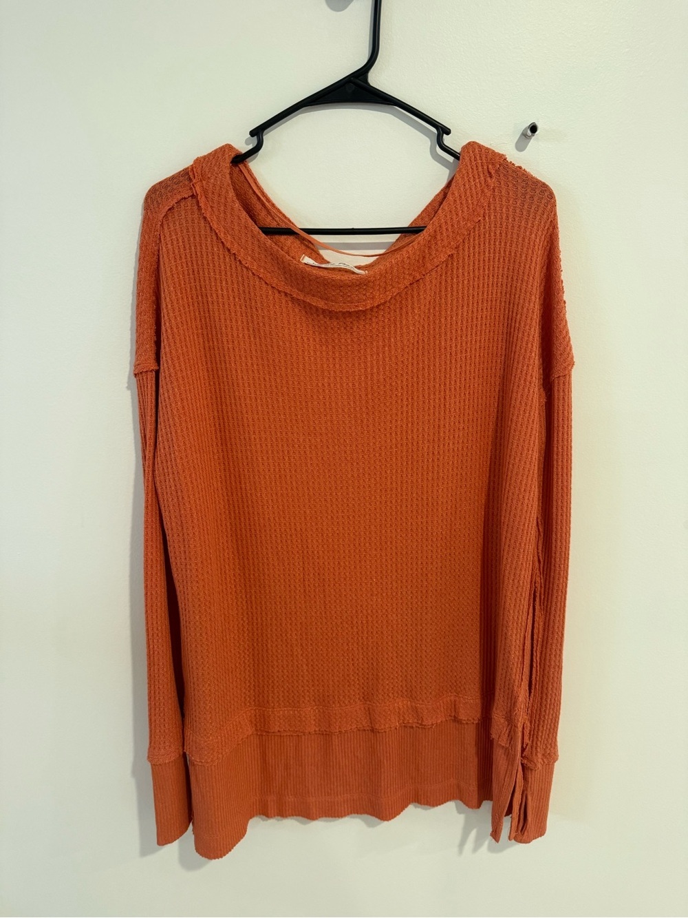We The Free Scoop Neck Waffle-Knit Sweater - Rust